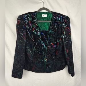 Patra Vintage Floral Vintage 90s Retro Disco Elegant Women's Blouse Top sz 10